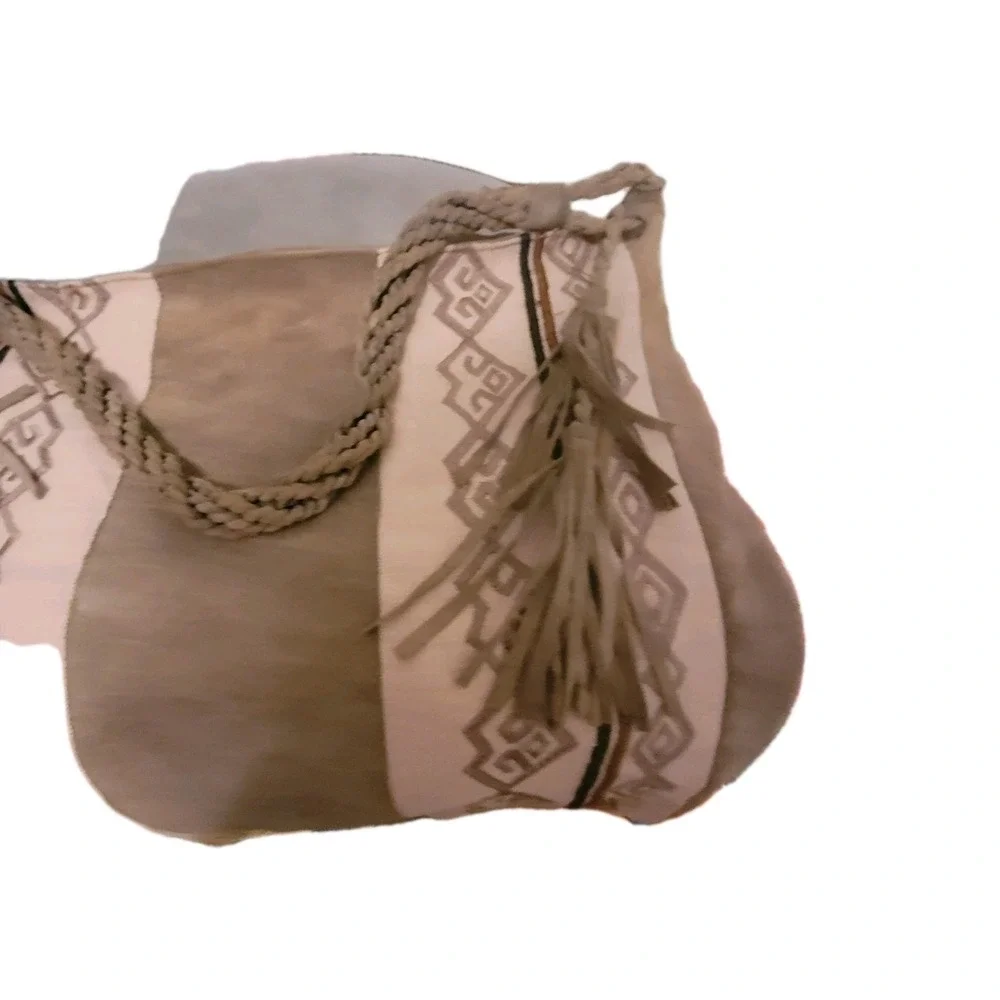 Vintage Free People Oversized‎ Light My Fire Fringe/Beaded Suede Boho Bag**ink**